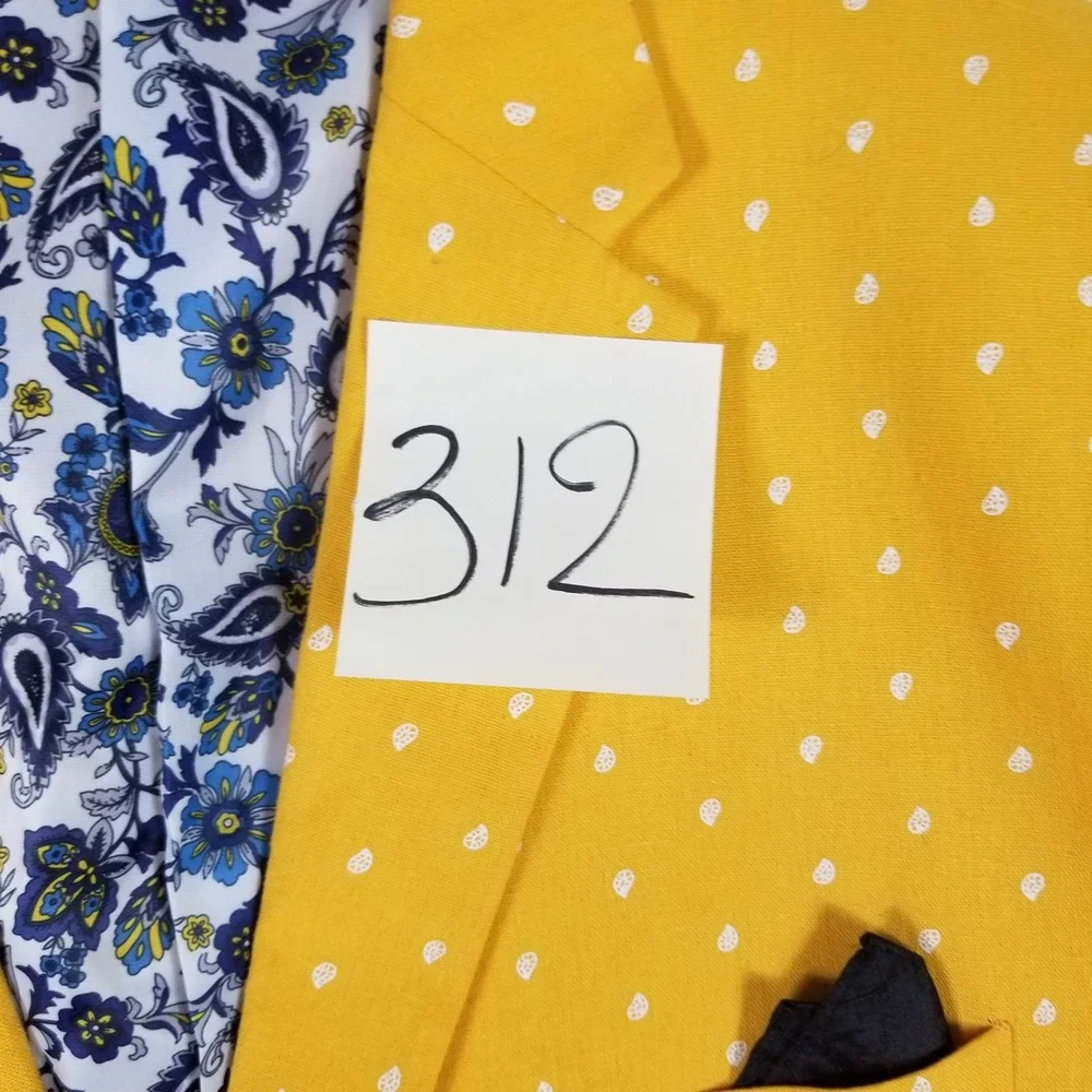 Linea Uomo Blazer Mens 52R Yellow Linen Blend Micro Teardrop Paisley Lined S3100